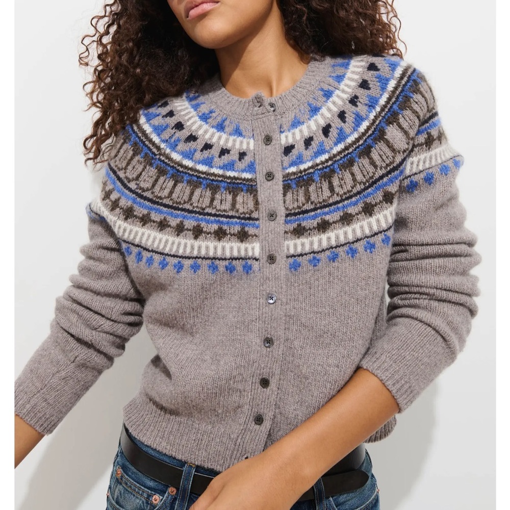 Alex Mill Amina Fair Isle Wool Blend Cardigan - Picture 4 of 8